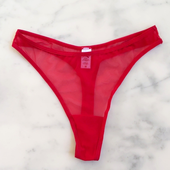 NWOT. Express Red Sheer Thong Panty. - Picture 2 of 3
